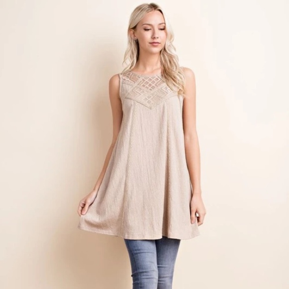 Sleeveless Tunic w/ Crochet Details